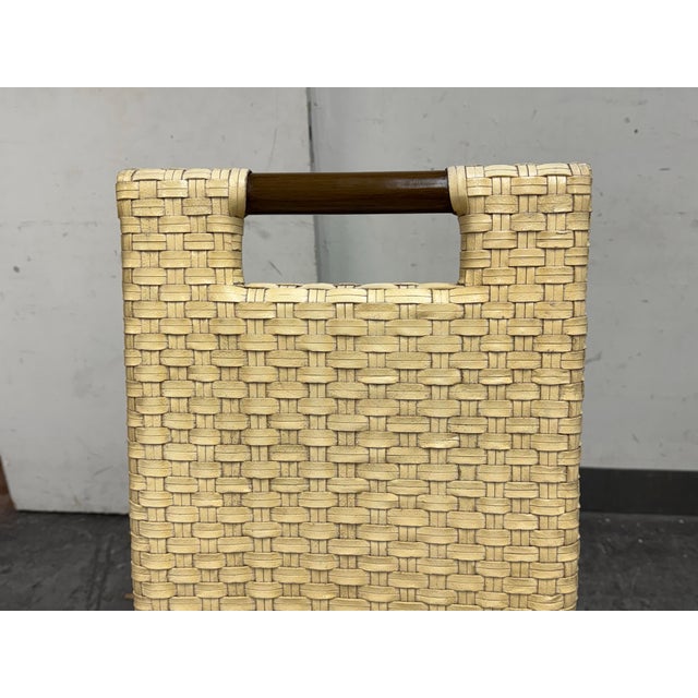 Wood Thomas Pheasant for McGuire Woven Leather Barstool For Sale - Image 7 of 12