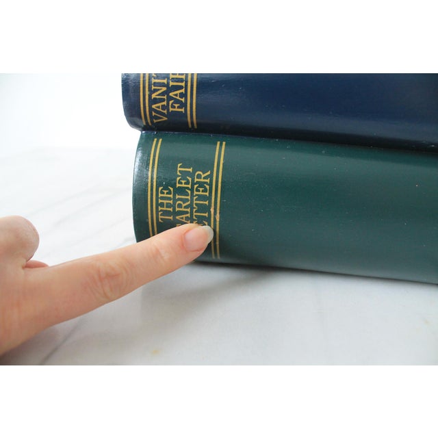 1990's Trompe l'Oeil Stacked Books Ceramic Tissue Box Cover For Sale - Image 9 of 11