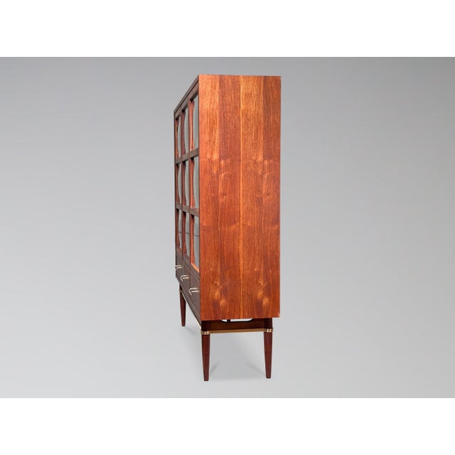 Wood Restored American of Martinsville Dania Bubble Glass China Cabinet Display Shelving by Merton Gershun For Sale - Image 7 of 13