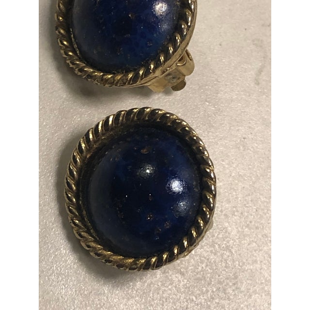 Navy Blue 1970s Donald Stannard Lapis Lazulli Clip on Earrings, Pair For Sale - Image 8 of 9