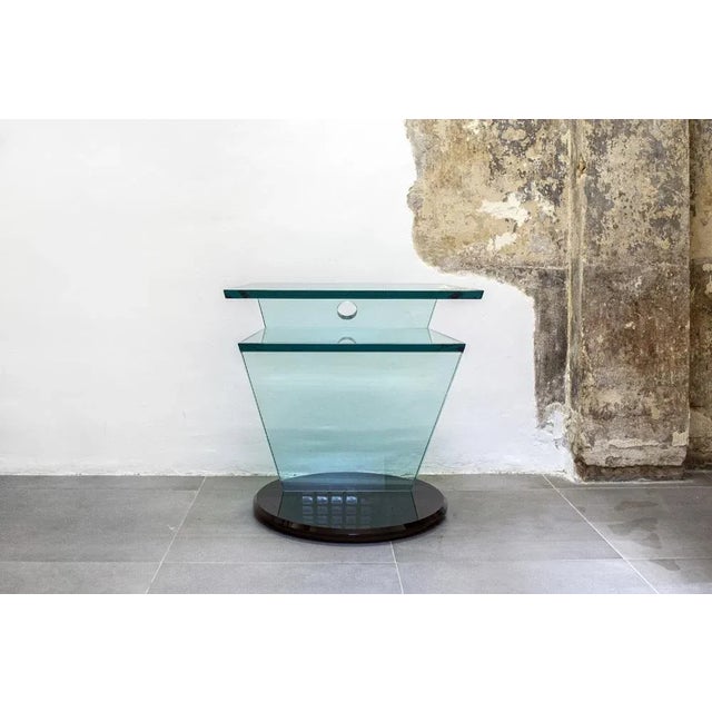 Postmodern Black and Transparent Glass Swivel Console, Italy, 1980s For Sale - Image 3 of 8