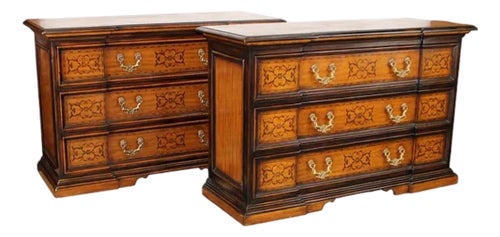 Late 20th Century Theodore Alexander Chateau De Vallois 3 Drawer Commodes
