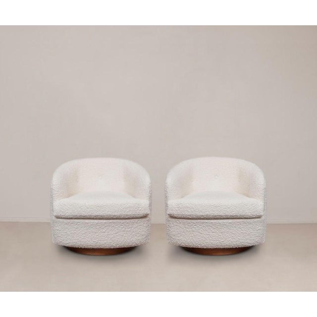 Two signature Milo Baughman swivel chairs designed for Thayer Coggin, North Carolina, circa 1970's. Chairs with streamline...