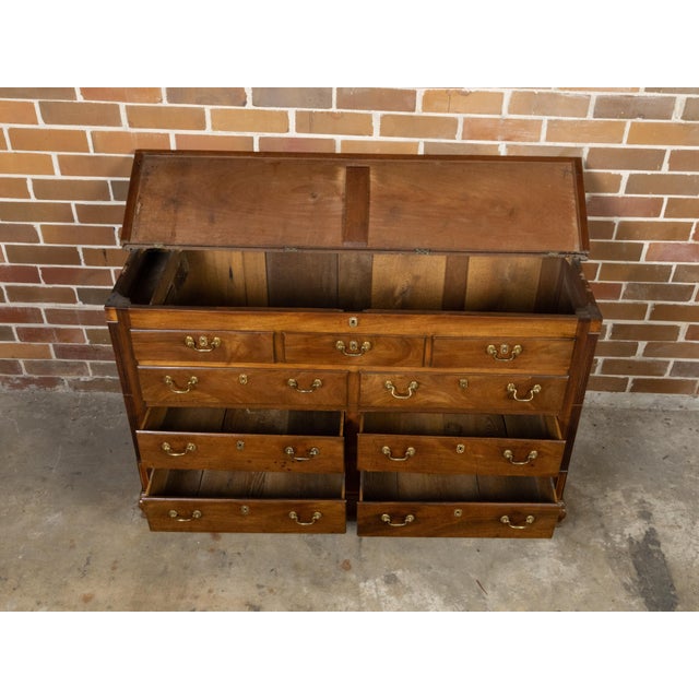 Wood English Walnut 19th Century Flip Top Sideboard with Drawers and Brass Hardware For Sale - Image 7 of 12