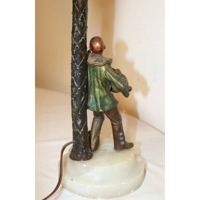 Antique Austrian Figural Bronze Patinated Electric Clown Candelabra Lamp Light For Sale - Image 9 of 12