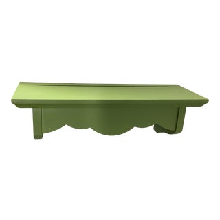 Vintage Greem Wooden Wall Mounted Shelf For Sale