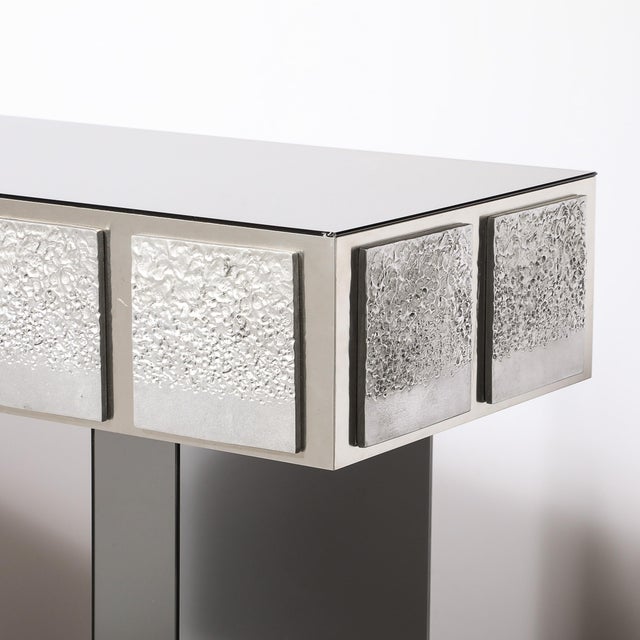 This exquisite Modernist rectangular console table, crafted in Italy during the 20th century, is a striking blend of sleek...