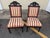 Pair of Antique Victorian Napoleon III Style Black Ebonized Side Chairs on Casters. Top rails above upholstery have arch...