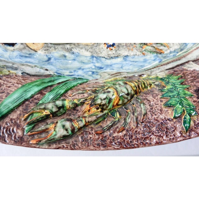 Late 19th Century 19th Century Thomas Sergent Majolica Palissy Fish Wall Platter For Sale - Image 5 of 8