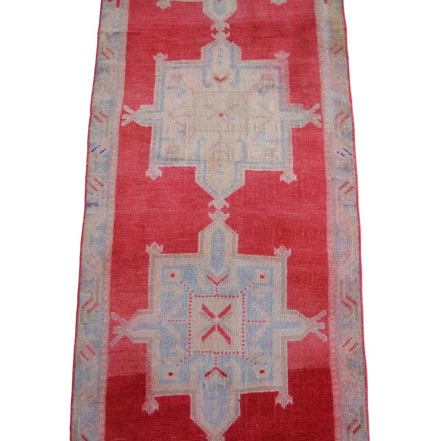 1970s Red Kurdish Herki Hand-Knotted Distressed Runner Hallway Decor For Sale - Image 10 of 13