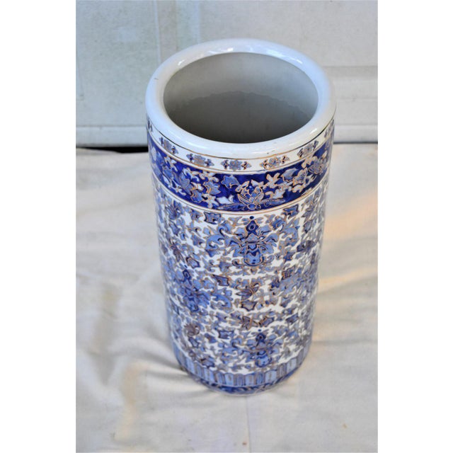 Vintage Blue and White Ceramic Umbrella Stand Chairish