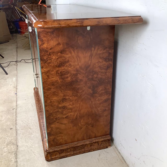Vintage Alf Italia Italian Burl Wood Console With Mirrored Accents For Sale In Philadelphia - Image 6 of 12