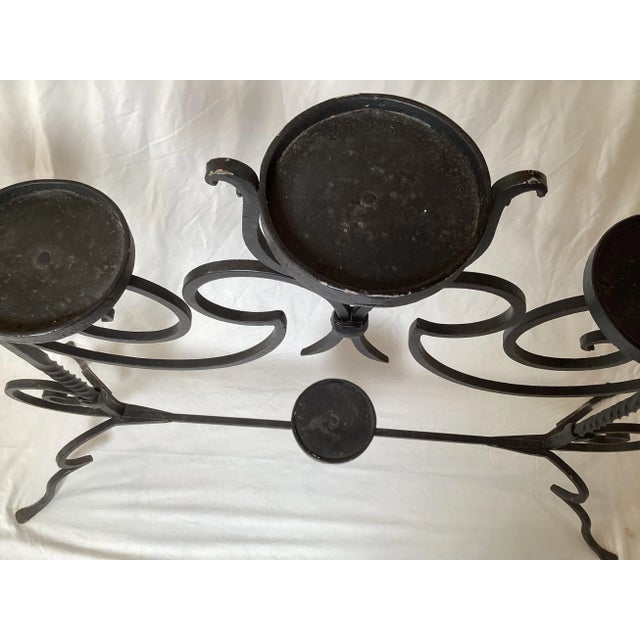 Early 20th Century Early 20th Century Large Black Wrought Iron Plant Stand or Candle Holder For Sale - Image 5 of 7