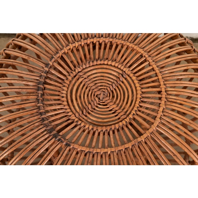 Franco Albini Mid-Century Organic Modern Italian Rattan Pouf Ottoman, 1950s For Sale In South Bend - Image 6 of 8