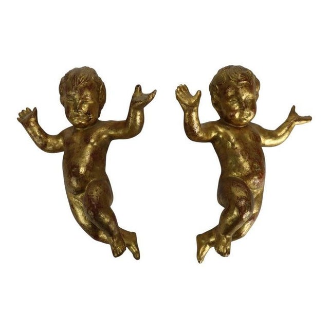 Wood Four Niccolini Italia Giltwood Cherub Sculptural Architechtural Elements C1950 For Sale - Image 7 of 11