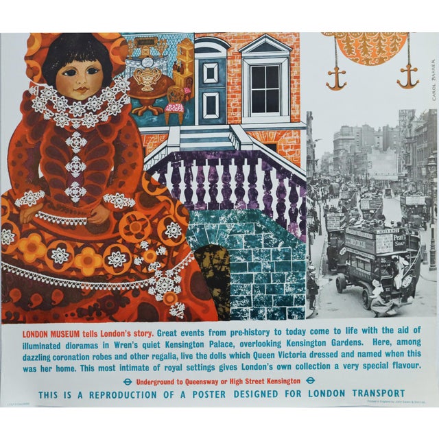 Mid-Century Modern 1970 British Poster - London Transport: London Museum Tells London's Story - Carol Barker For Sale - Image 3 of 4