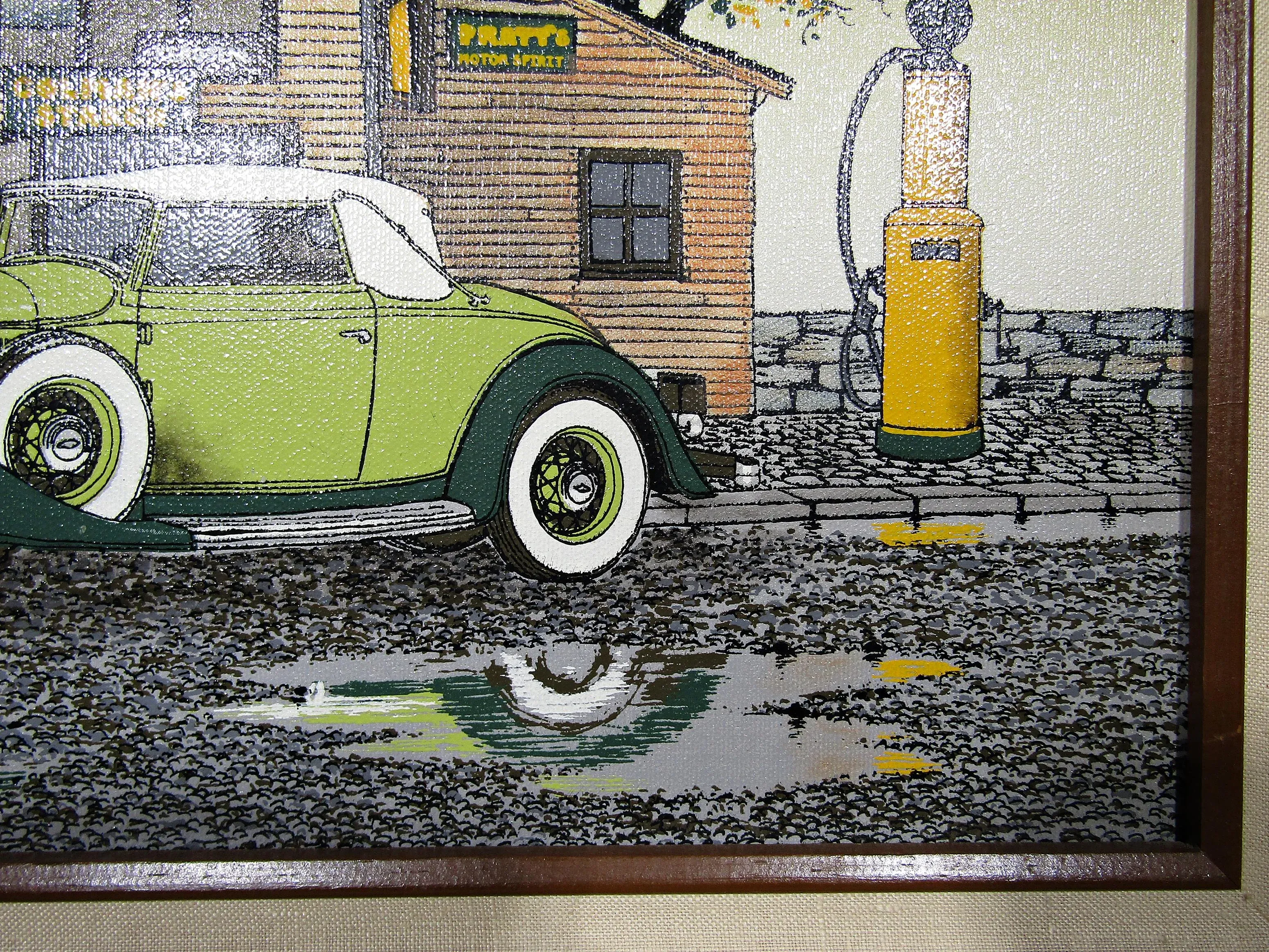 H. Hargrove Serigraph Oil Painting on Canvas Antique Car, General