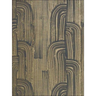 Groundworks Crescent Wallpaper in Ebony/Gold For Sale