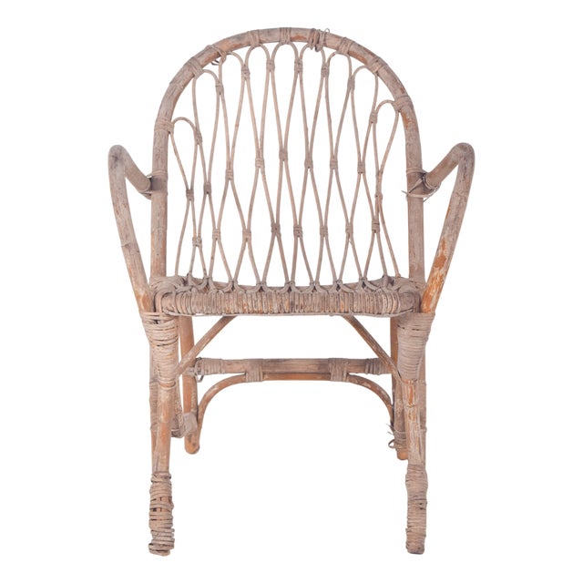 Vitage Wicker Armchair by Unknown for Unknown, 1950 For Sale