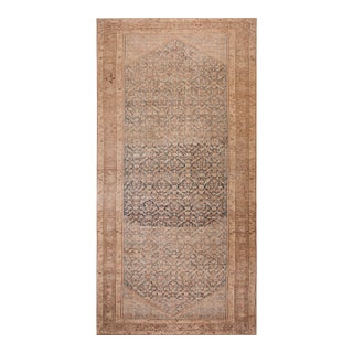 Remarkable Navy Ground Color and Camel Border With Allover-Floral Design Antique Persian Malayer Rug For Sale