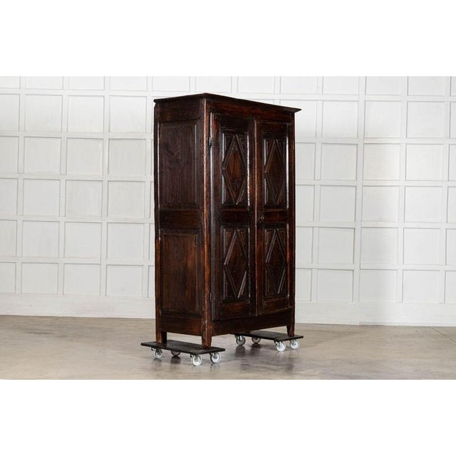 Antique French Provincial Ash Diamond Point Armoire, 1770 For Sale - Image 3 of 18