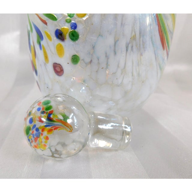 1980s 1980s White and Multicolor Art Glass Perfume Bottle For Sale - Image 5 of 8