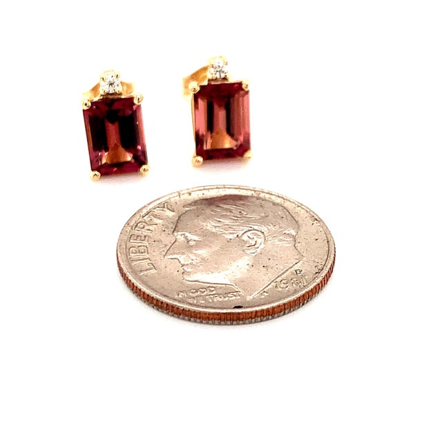 Natural Tourmaline Diamond Earrings 14k Gold 2.13 TCW Certified For Sale - Image 16 of 18