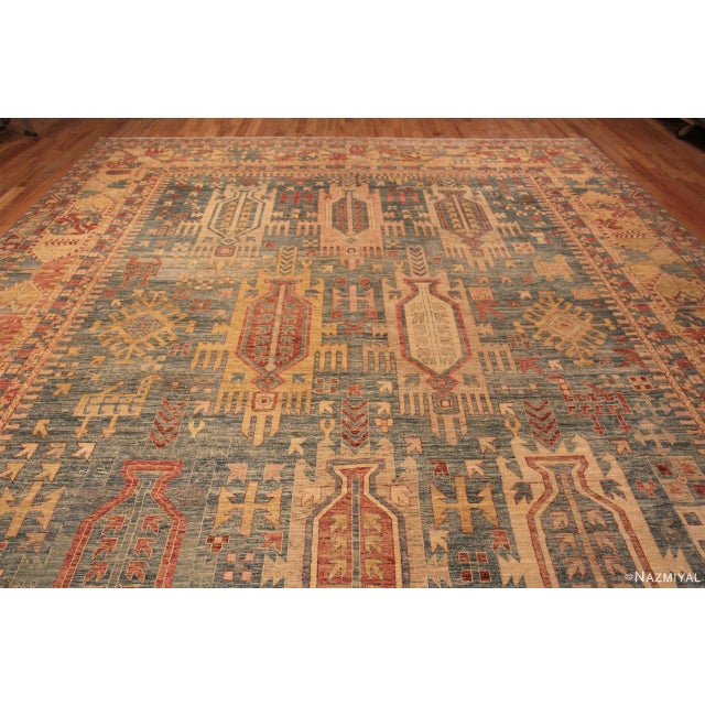 Textile Tribal Animal Geometric Design Contemporary Modern Rustic Area Rug For Sale - Image 7 of 9
