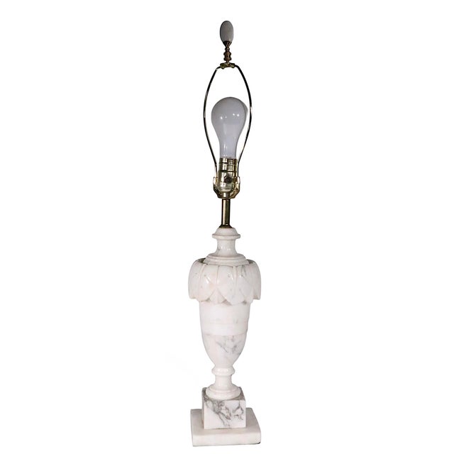 Mid 20th Century Mid 20th Century Hollywood Regency Carved Alabaster Table Lamp Made in Italy For Sale - Image 5 of 12