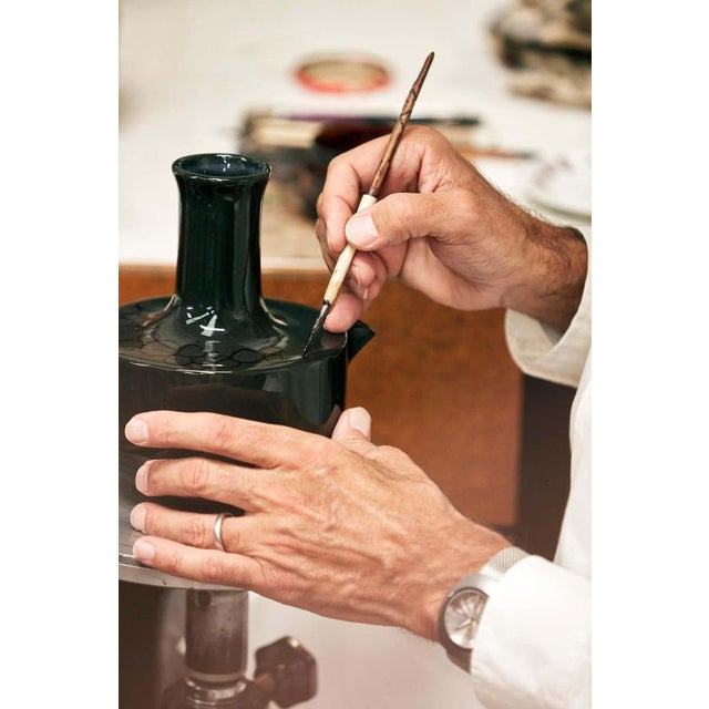 Green arab coffee set doobide with porcelain finish [limited edition of 50th] materials: porcelain dimensions: d 16 cm x w...