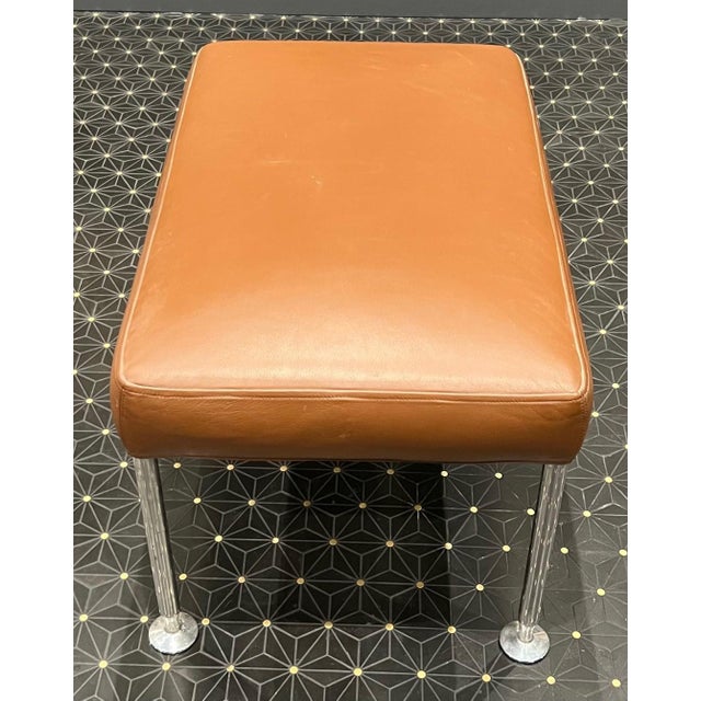 Transitional B & B Italia Leather Benches With Chrome Legs For Sale - Image 10 of 11