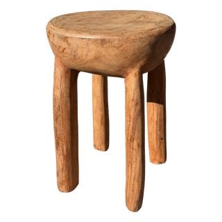 Vintage African Wooden Senufo Stool Handcarved 14 1/4” Tall X 10 1/2” Diameter For Sale