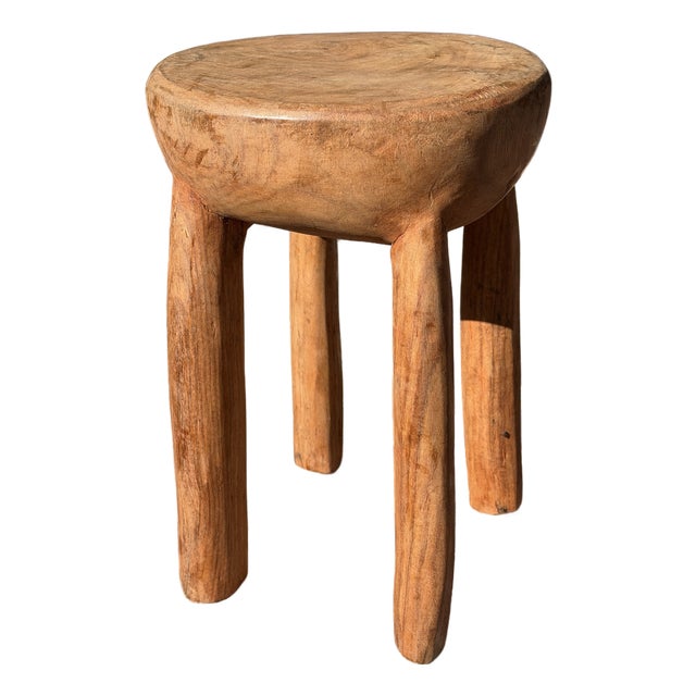Vintage African Wooden Senufo Stool Handcarved 14 1/4” Tall X 10 1/2” Diameter For Sale