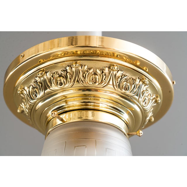 Historistic Brass Ceiling Lamp with Cut Glass Shade, Vienna, Austria, 1890s For Sale - Image 16 of 18