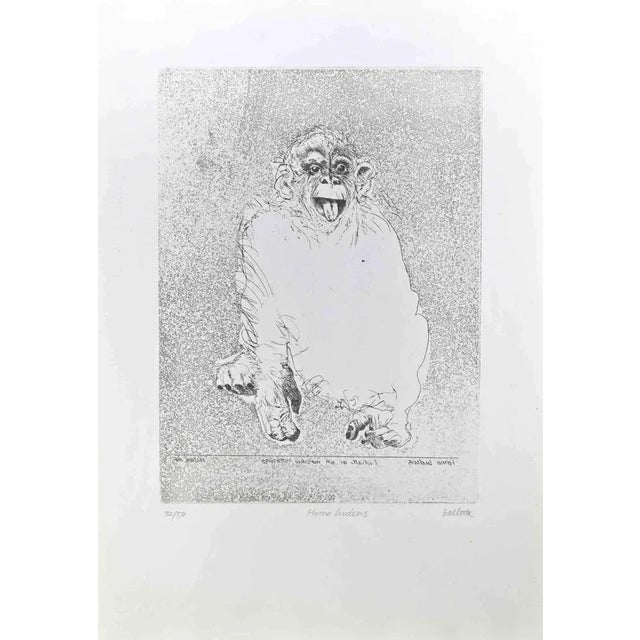 Homo ludens is an etching realized by sergio barletta in 1991. Hand-signed lower right in pencil, and titled lower center...