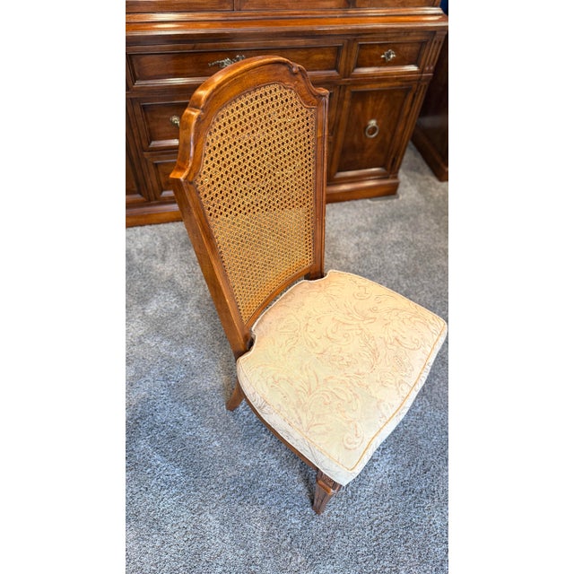 Wood 9 Piece Dining Set- Vintage White Furniture Co. French Provincial Dining Table-6 Cane Chairs With Custom Felt Pads (Incl. 2 Leafs & Felt Pads) For Sale - Image 7 of 12