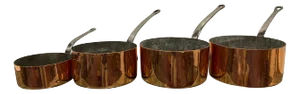 French Four Copper Pots in Different Sizes, 19th Century - Set of 4