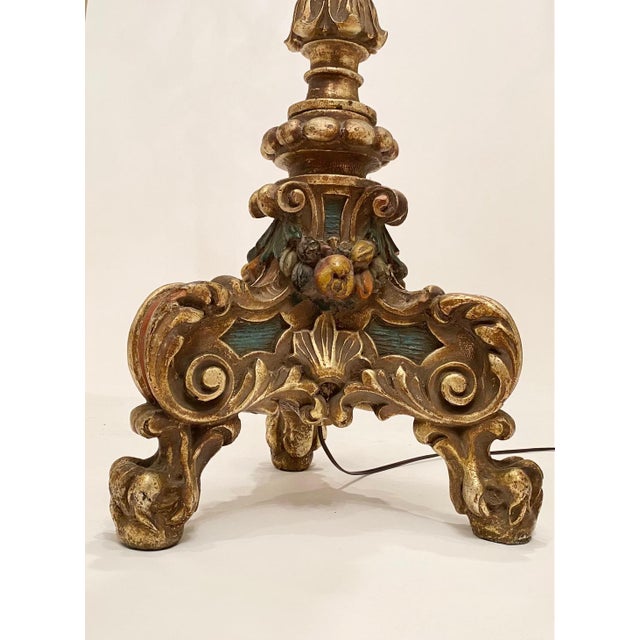 Pair Antique Floor Lamps Early 20th C. Venetian Style Renaissance Revival 73"h For Sale - Image 9 of 18