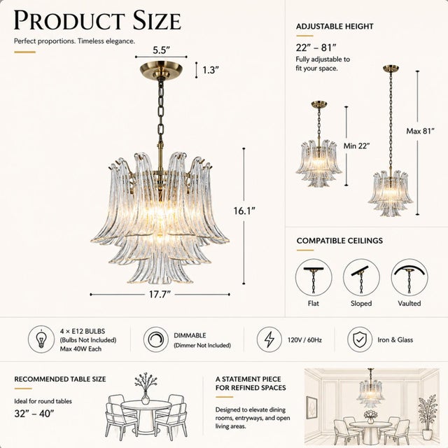 Make a bold and elegant statement with this 18-inch Mid-Century Modern Pendant Light, crafted in a timeless antique bronze...