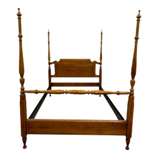 Vintage Light Cherry Full Size Four Poster Bed For Sale