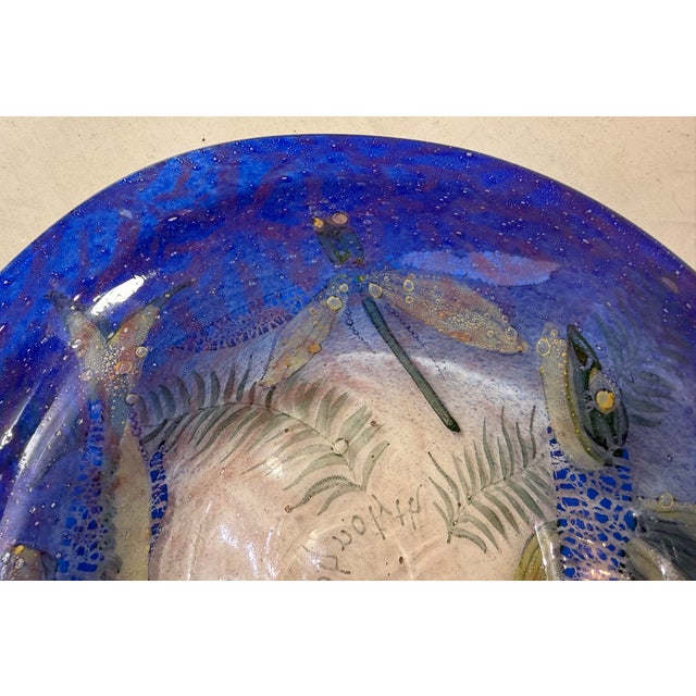 Antique 1930's Ernst Hantich & Co Johnolyth Dragonfly Fish Glass Glass Bowl Dish For Sale - Image 9 of 15
