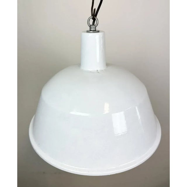 Metal Industrial White Enamel Pendant Lamp from Emax, 1960s For Sale - Image 7 of 13