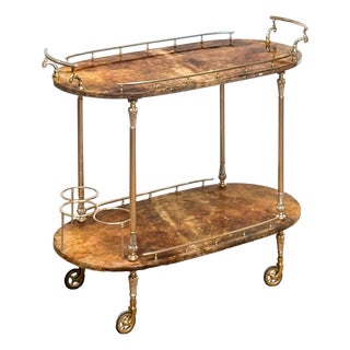 Italian Two-Tiered Drinks Cart by Aldo Tura For Sale