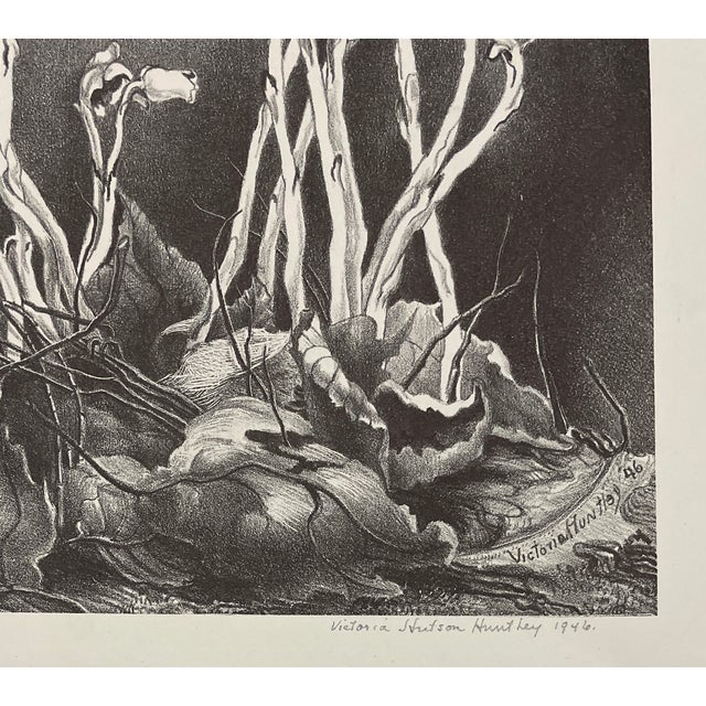 1946 Victoria Ebbels Hutson Huntley (1900 – 1971) "Indian Pipes" floral lithograph. Pencil signed, numbered 3 and dated....