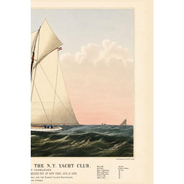 Schooner Yacht of New York, Vintage Art Print Reproduction, 30" X 20" For Sale - Image 4 of 9