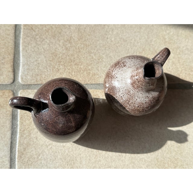 Beige Handmade Ceramic Art Jug Vases from Serocka, Germany, 1970s, Set of 2 For Sale - Image 8 of 13
