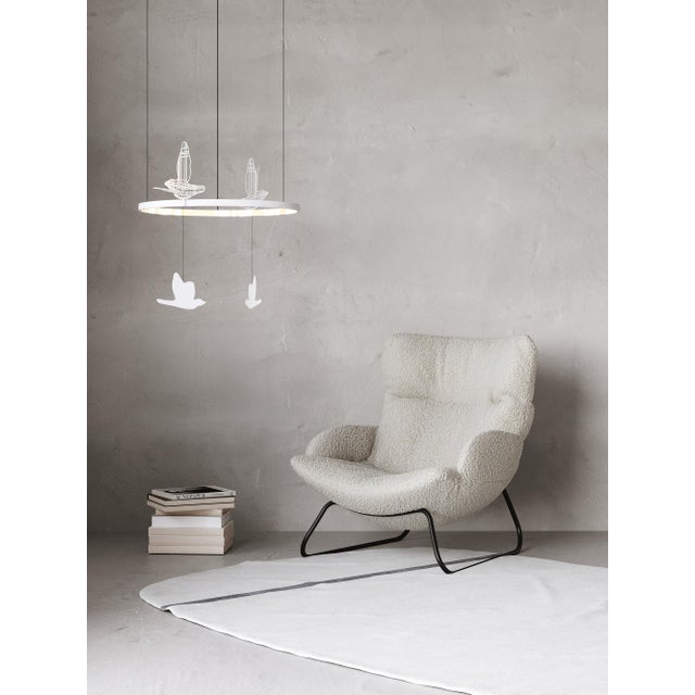 Minimalist Led Pendant Light Sculptural Geometric Art Object Steel and Textile For Sale - Image 11 of 12