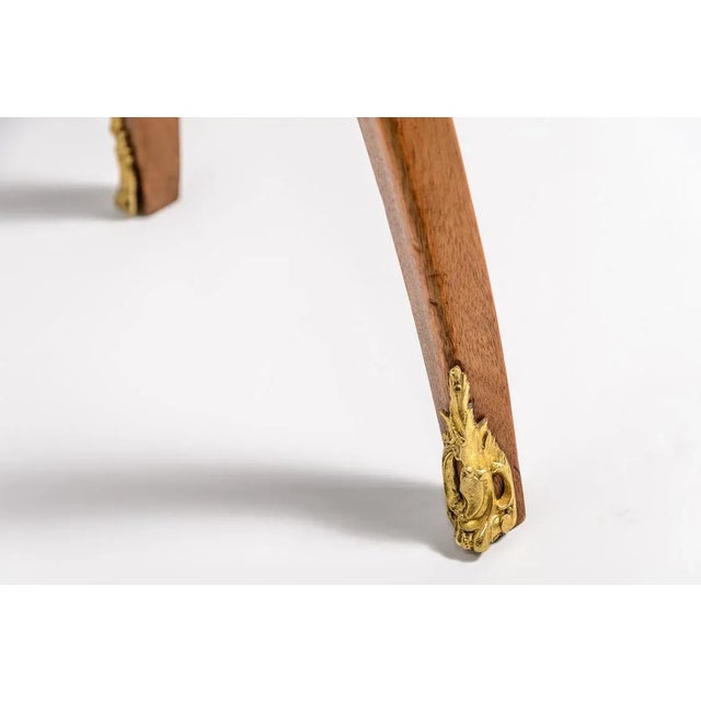 19Th C. French Brass Banded Marquetry Inlay Tea Table With Japanned Motif, C.1880 For Sale - Image 9 of 9