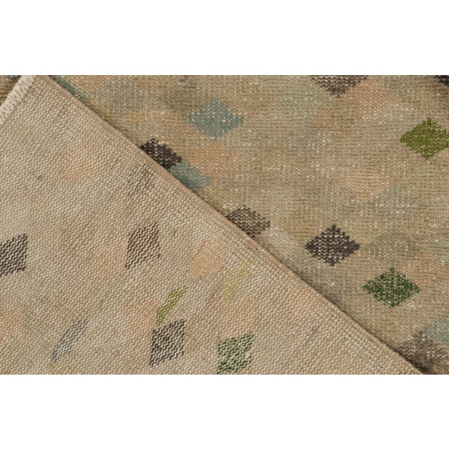 1960s Vintage Turkish Rug in Beige-Brown, Black With Colorful Square Patterns For Sale In New York - Image 6 of 7