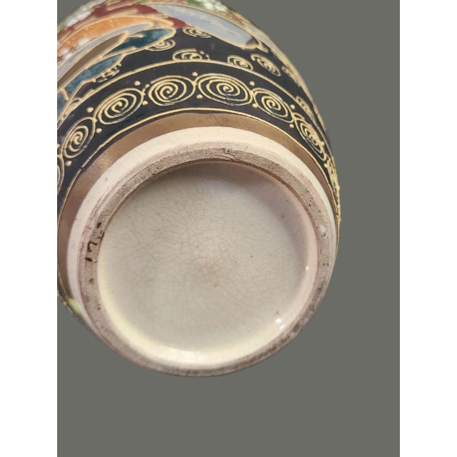 Ceramic Antique Japanese Royal Satsuma Moriage Figural Vase For Sale - Image 7 of 11